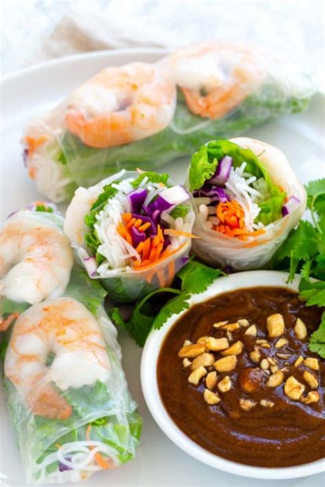 Shrimp Spring Rolls with Peanut Dipping Sauce - Jessica Gavin