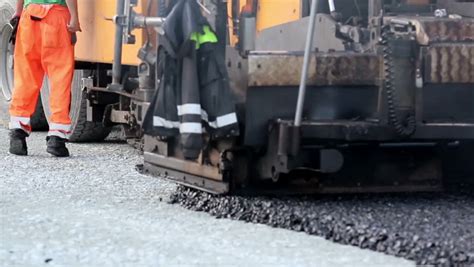 Asphalt Paver Applying Asphalt On Stock Footage Video (100% Royalty ...