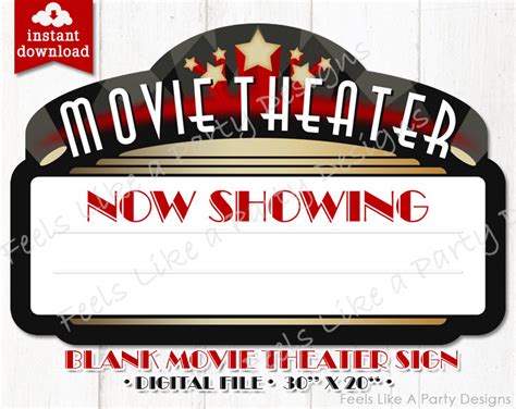 Movie Theater Sign DIY Instant Download Movie Party Movie - Etsy Australia