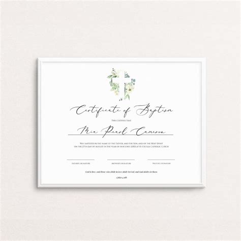 Certificate of Baptism Template Baby Dedication Certificate - Etsy