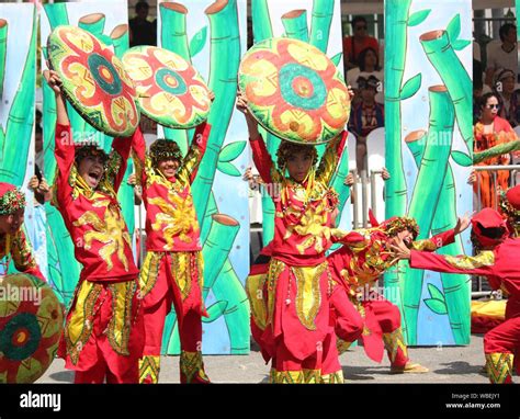 Davao City, Philippines-August 2014: Street dancers in colorful ...