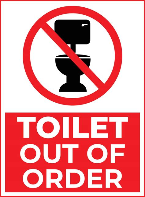 Toilet Out of Order Warning Sign in Red and White Color 7249016 Vector ...