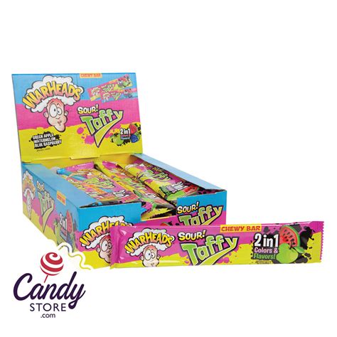 Warheads Sour Taffy 2-in-1 Taffy Chewy Bars 24ct - CandyStore.com