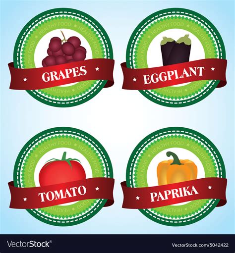 Abstract fruit labels on a blue background Vector Image