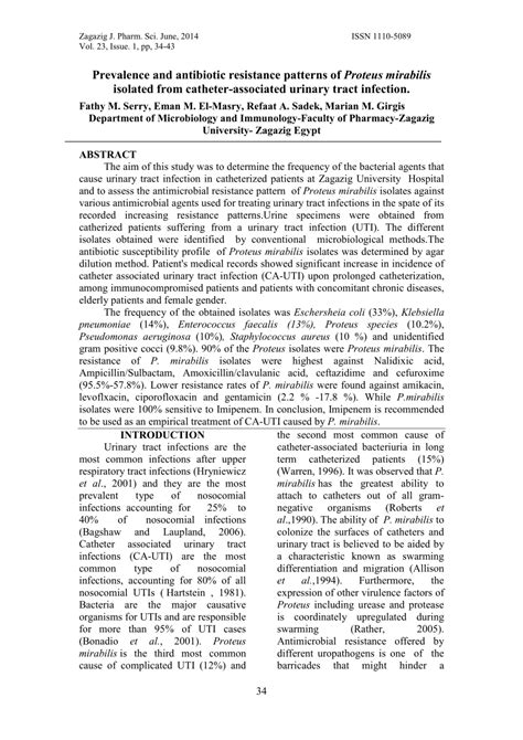 (PDF) Prevalence and antibiotic resistance patterns of Proteus ...