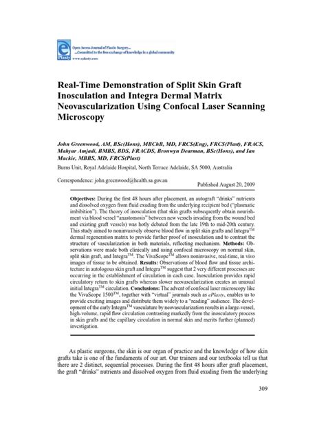 Split Skin Graft and Integra in Osculation | PDF | Angiogenesis | Skin