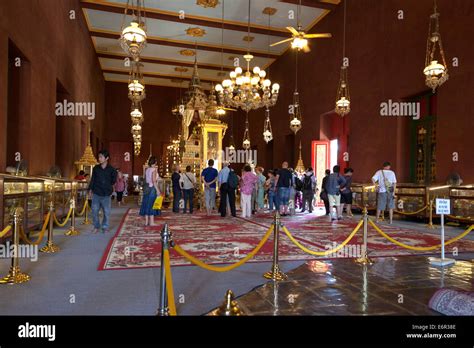 Visitors inside Silver Pagoda, Royal Palace, Phnom Penh, Cambodia Stock ...