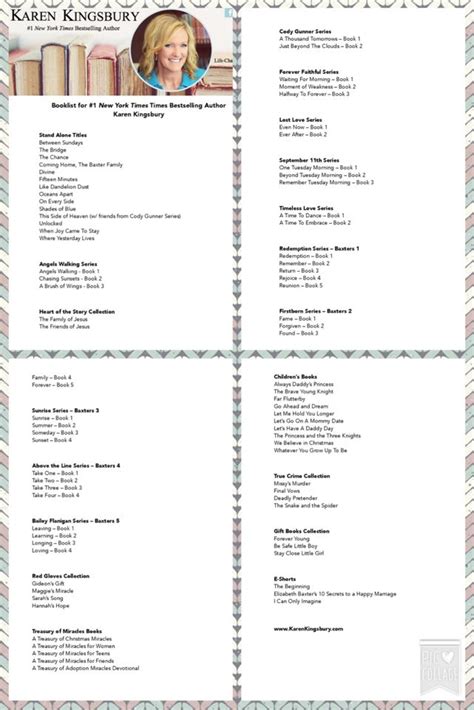 Karen Kingsbury Books In Order Printable List