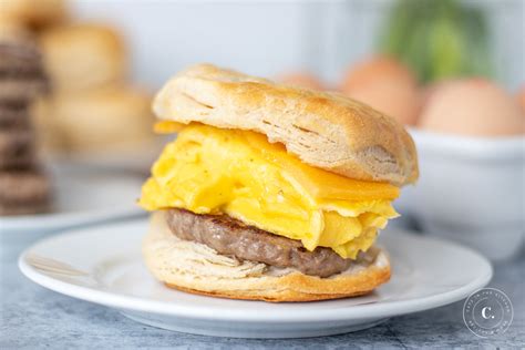 Maple Biscuit, Sausage, Egg And Cheddar Cheese Sandwich, 59% OFF