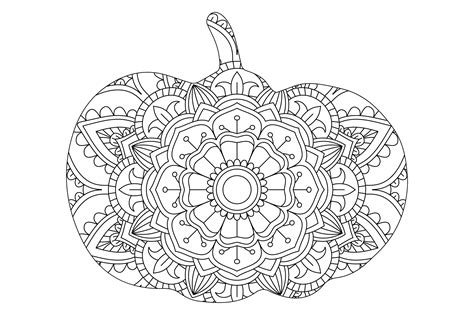 Halloween Pumpkin Mandala Coloring Page Graphic by marbledesign ...