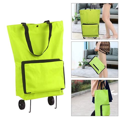 Foldable Compact Shopping Trolley Bag for Adults with Wheels, Reusable ...