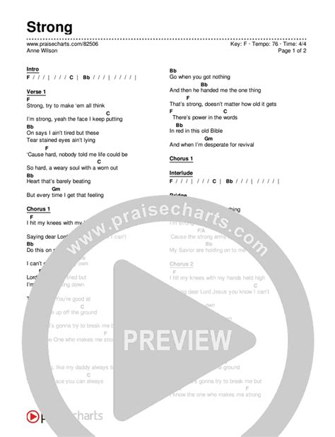 Strong Chords PDF (Anne Wilson) - PraiseCharts