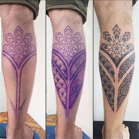 The making of a leg piece | Leg tattoos, Geometric tattoo leg, Leg ...