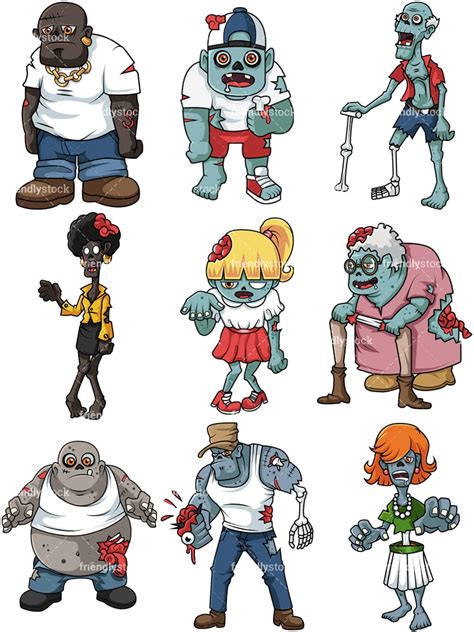 Zombie Characters Collection No4 Cartoon Vector Clipart - FriendlyStock