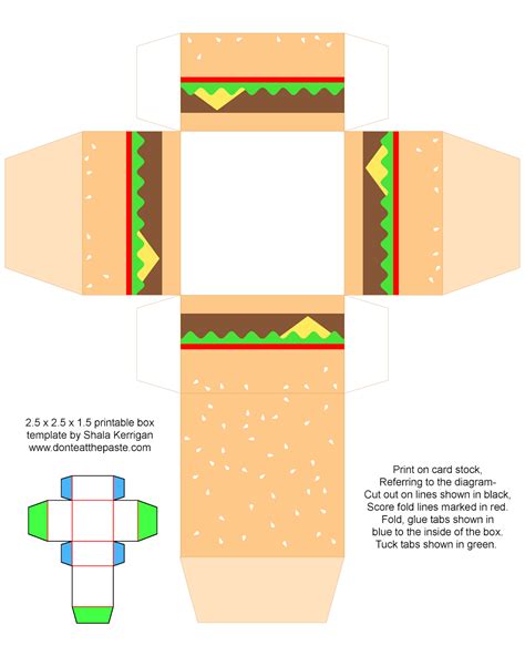 Don't Eat the Paste: Printable cheeseburger gift boxes