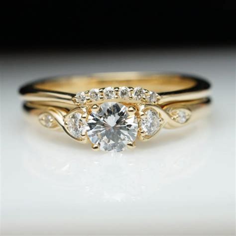 Vintage Antique Style Diamond Engagement Ring & Wedding Band Set ...