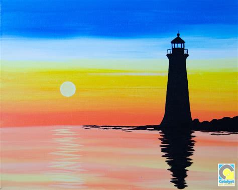 Lighthouse Silhouette Paint and Sip Party | Silhouette painting ...