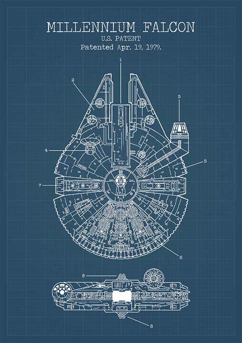 Millennium Falcon blueprint #5 Digital Art by Dennson Creative - Pixels