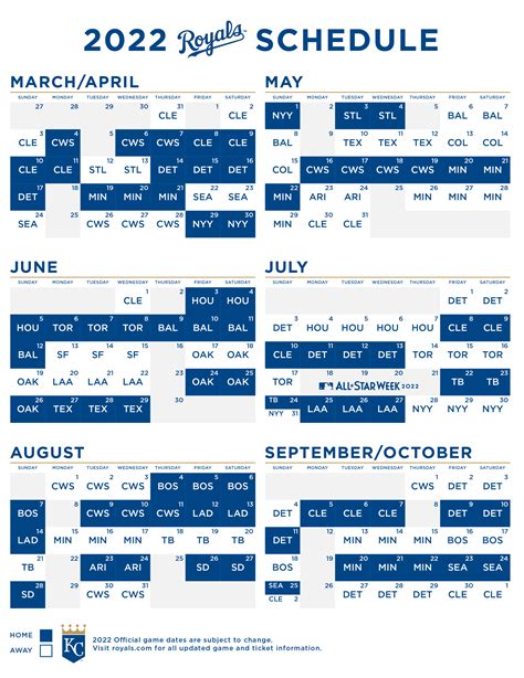 Kc Royals Schedule Printable