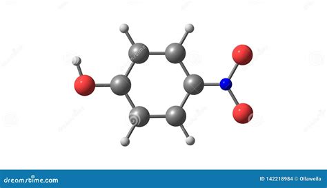 4-Nitrophenol Molecular Structure Isolated on White Stock Illustration ...