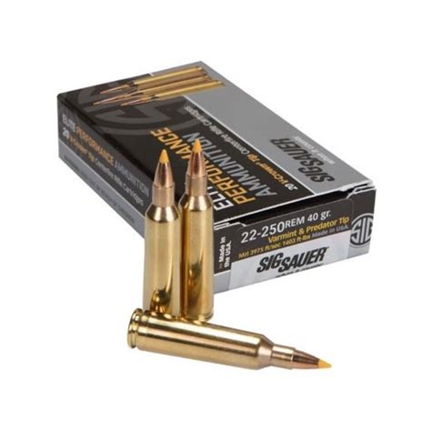 Sig Sauer 22-250 Remington 40gr Varmint & Predator Ammunition 20rds ...