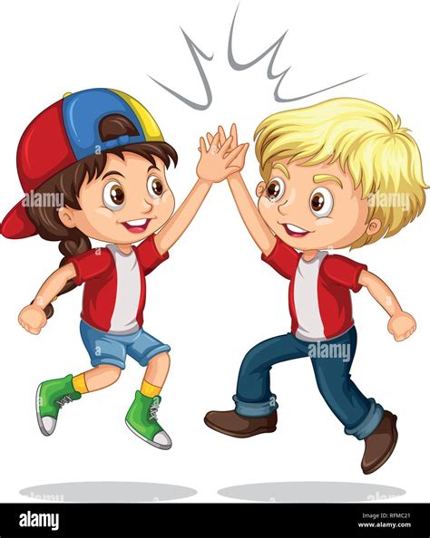 Boy and girl high five illustration Stock Vector Image & Art - Alamy