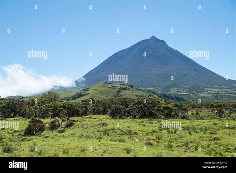 Portugal, Azores, Mount Pico and surrounding landscape of Pico Island ...