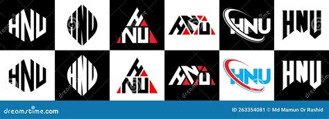 HNU Letter Logo Design in Six Style. HNU Polygon, Circle, Triangle ...