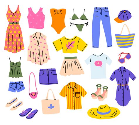 Cartoon Color Different Summer Fashion Clothes Set. Vector 21678403 ...