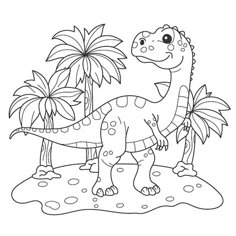 Free Vector | Cute coloring book with dinosaur