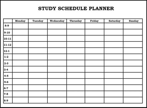 Printable Blank Study Planner/Calendar Template PDF, Word, Excel