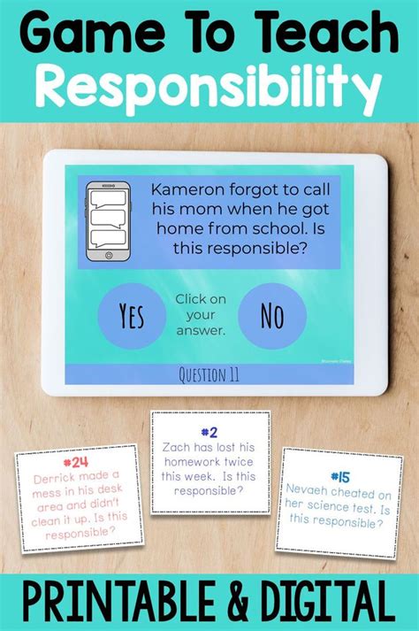 Responsibility Game - Printable And Digital Bundle | Character ...