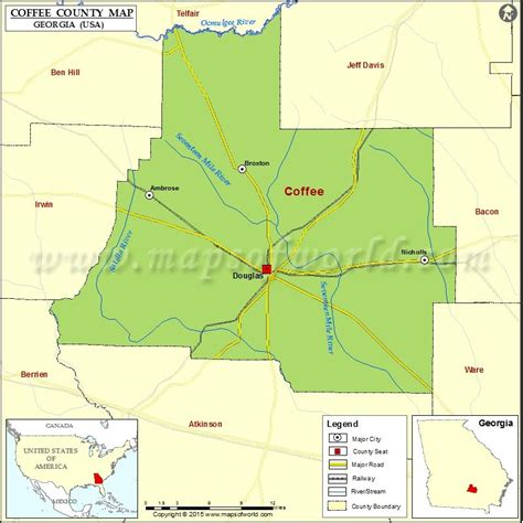 Coffee County Map, Map of Coffee County Georgia | County map, Coffee ...