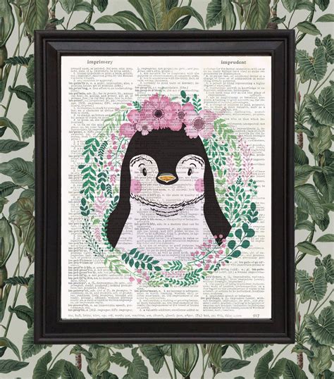 Penguin Print Animal Nursery Decor Baby Room Wall Art Recycled - Etsy