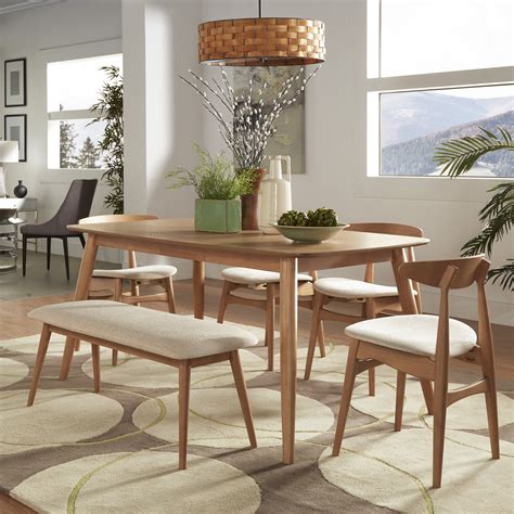 Weston Home Mid-Century Modern 63" Wood Tapered Legs Dining Table ...