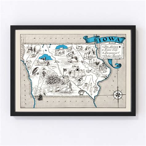 Vintage Map of Iowa 1931 by Ted's Vintage Art