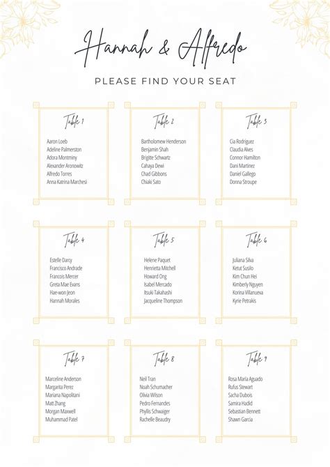 Free Custom Printable Wedding Seating Chart Templates Canva, 43% OFF