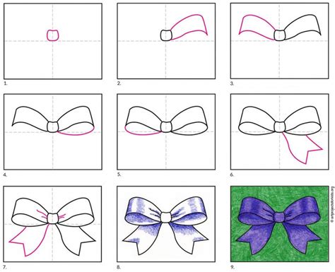 Easy How to Draw a Bow Tutorial and Bow Coloring Page