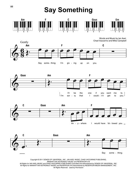 Say Something by A Great Big World Sheet Music for Super Easy Piano at ...