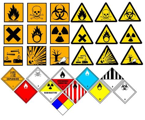 Chemical symbols. 29 different chemical hazard warning symbols and ...