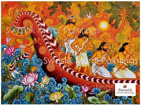 Kerala Mural Painting Vallam Boat Race By Dileep Hariharan Swastik 19