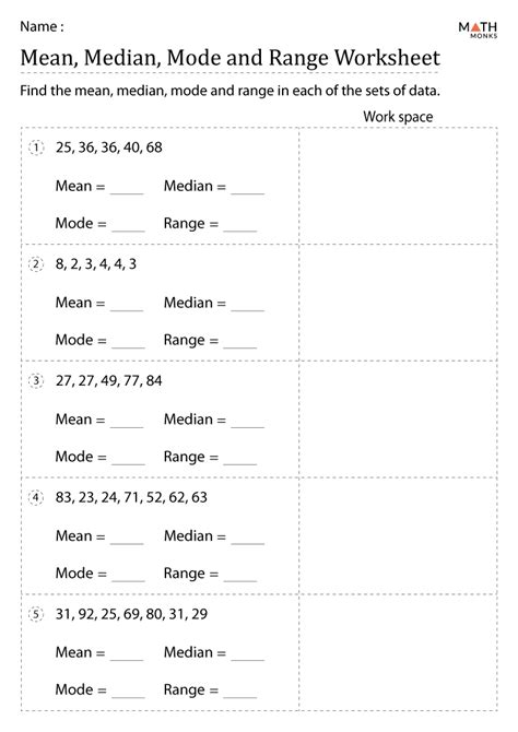 Mean, Median, Mode and Range Worksheets - Worksheets Library