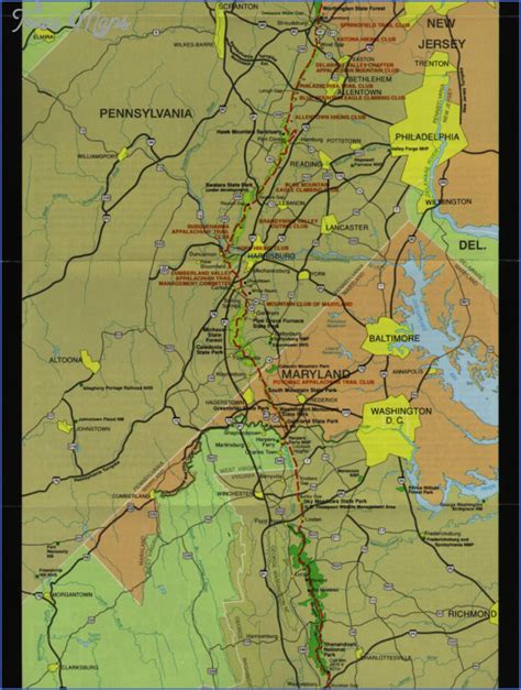 APPALACHIAN TRAIL MAP PENNSYLVANIA - ToursMaps.com