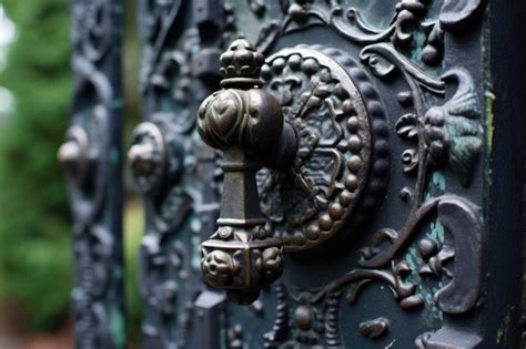 Premium AI Image | Closeup of a beautiful wrought iron gate lock