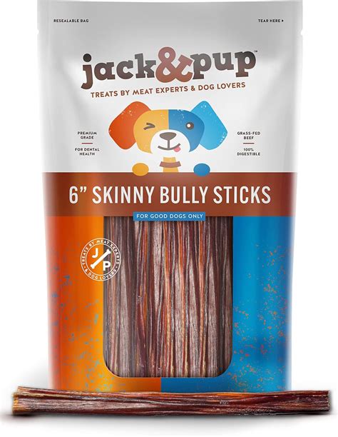 Amazon.com : Jack&Pup 6 Inch Skinny Bully Sticks for Small Dogs | Thin ...