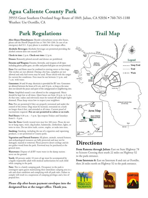 2017 Agua Caliente Campground Handout FINAL | PDF | Campsite