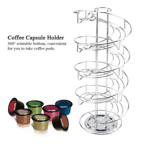 Buy Metal Coffee Capsule Holder 30 Pods Storage Rack Spiral Rotating ...