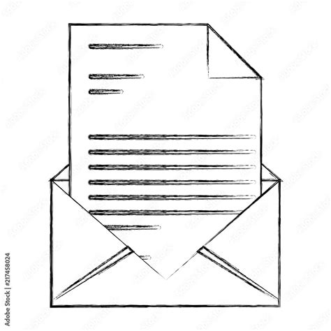 open envelope email paper letter communication hand drawing design ...