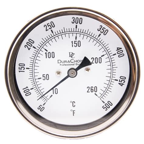 Industrial Bimetal Thermometer 3" Face - Stainless Steel Case w ...