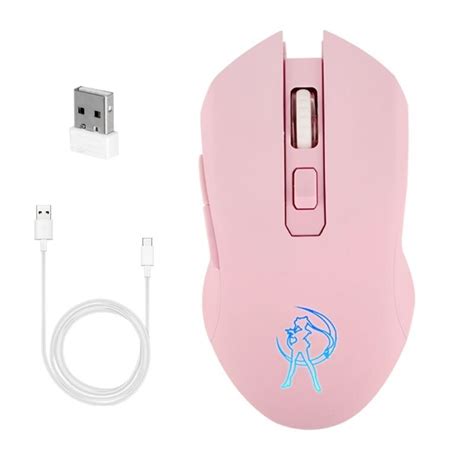 Wireless Pink Silent LED Optical Gaming Mouse 1600DPI 2.4G USB Pink ...